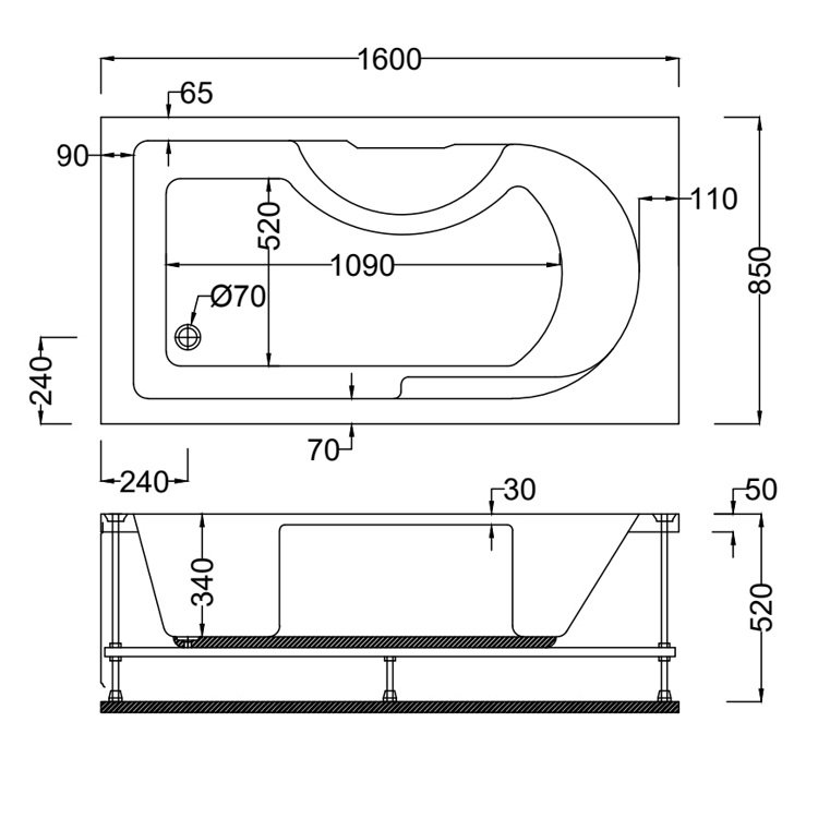 160 X 85 JAKUZİ DİKDÖRTGEN NİKEA