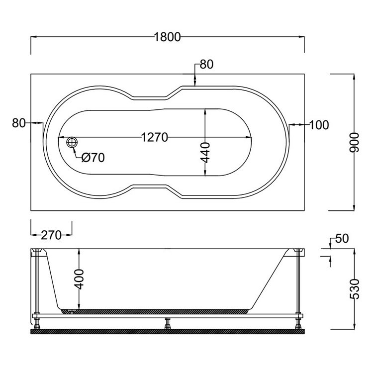 180 X 90 JAKUZİ DİKDÖRTGEN KOLASİN