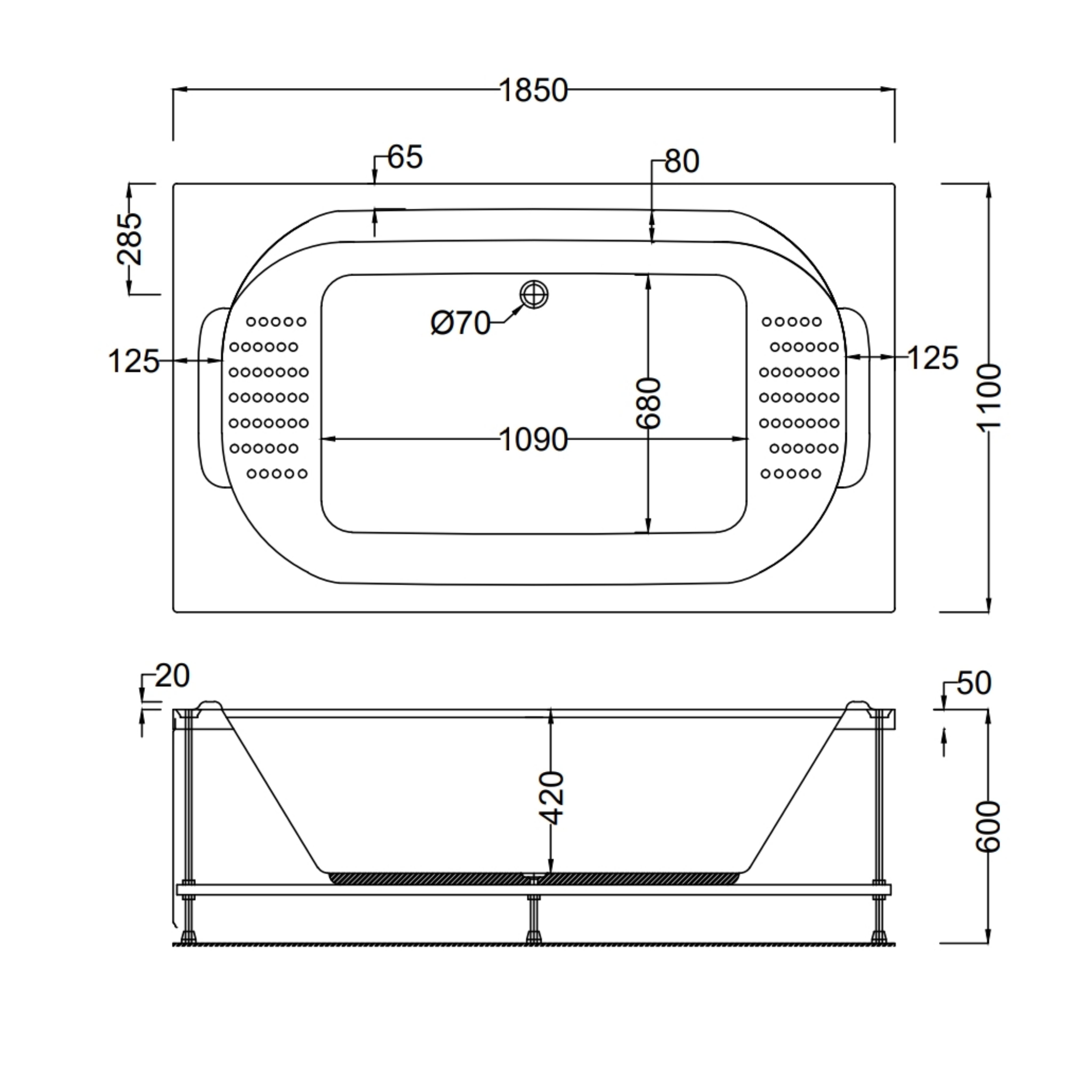 185 X 110 ÇİFT KİŞİLİK JAKUZİ