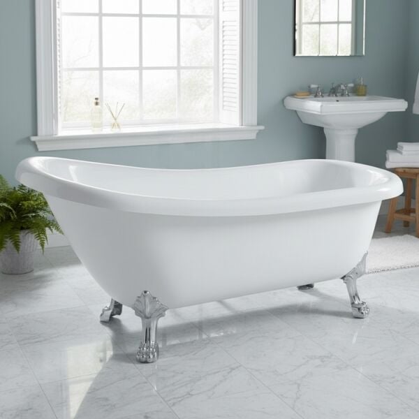 170 x 70 AYAKLI KÜVET BEYAZ - KROM