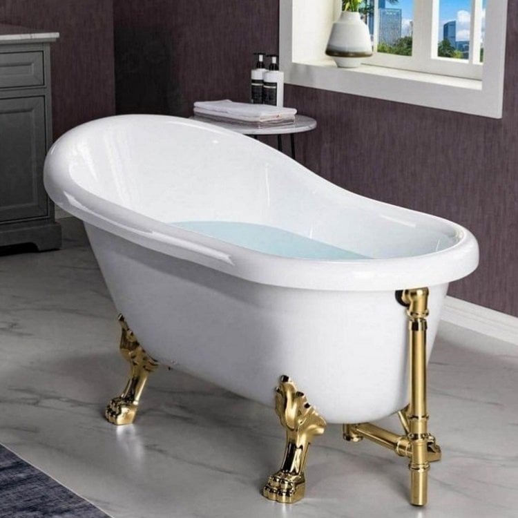 172 x 80 AYAKLI KÜVET BEYAZ ALTIN