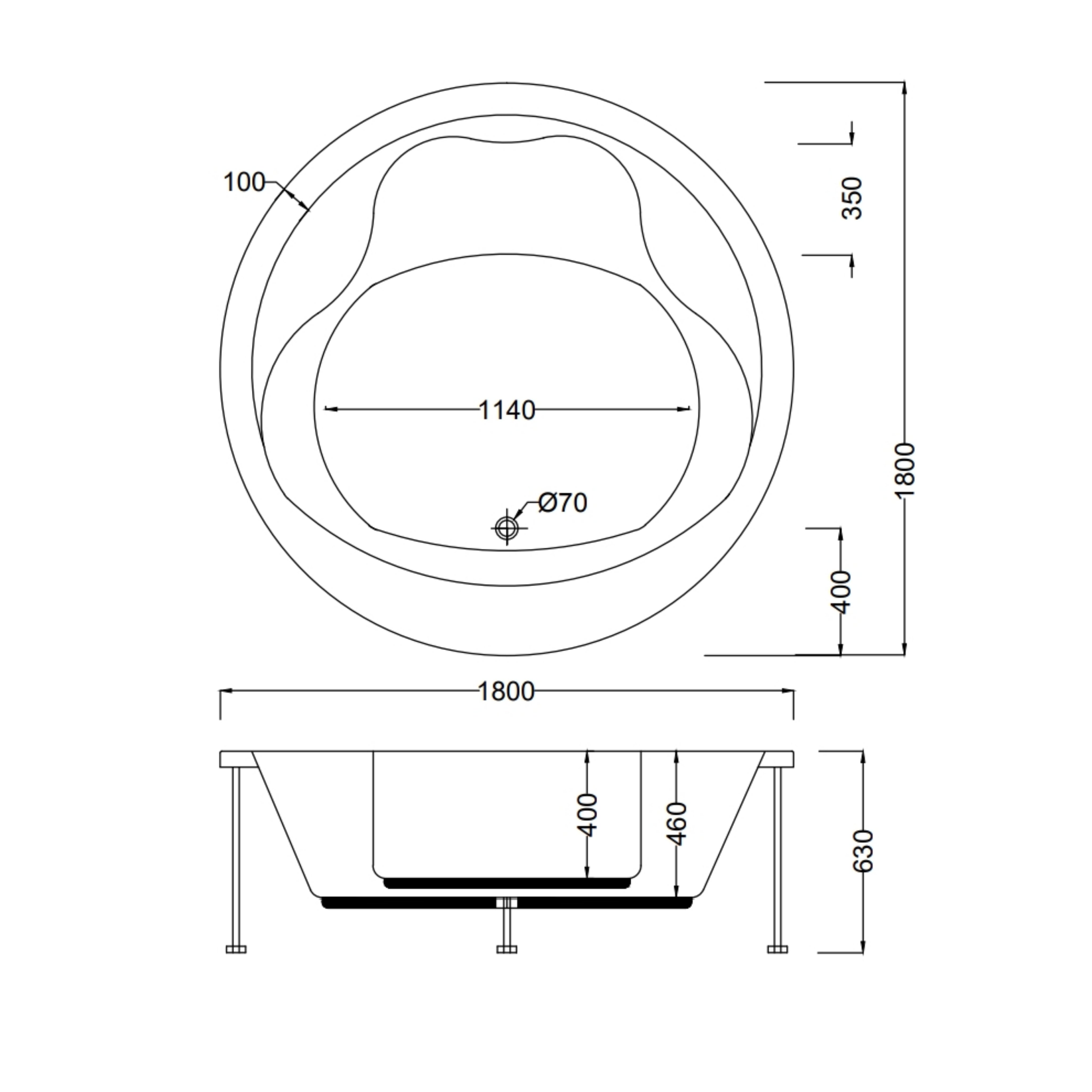180 CM YUVARLAK JAKUZİ SİYAH