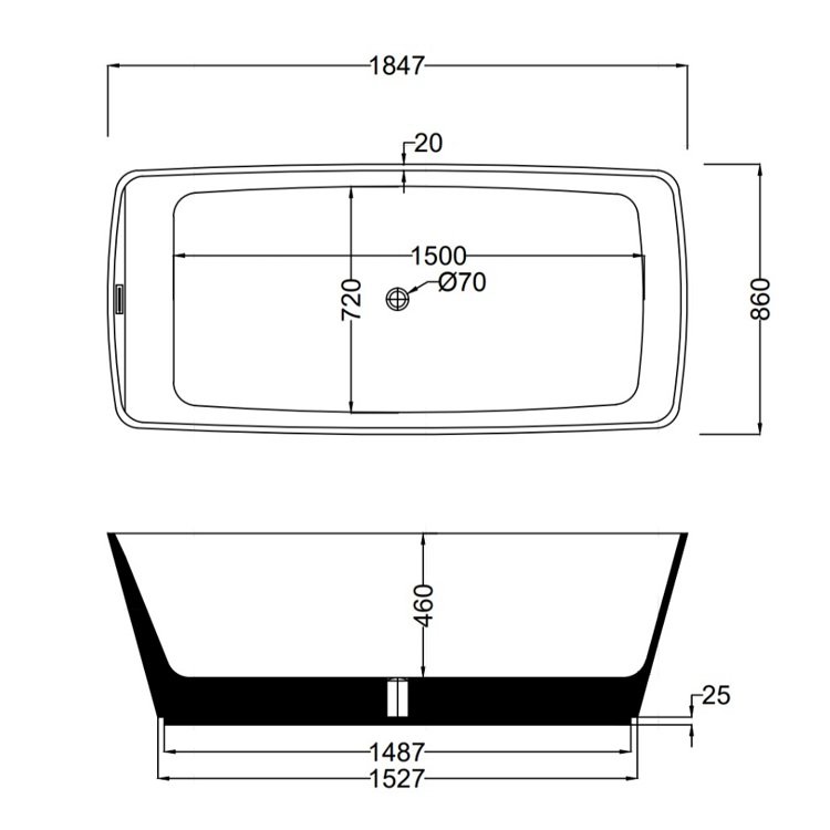 185 x 86 BAĞIMSIZ KÜVET BEYAZ