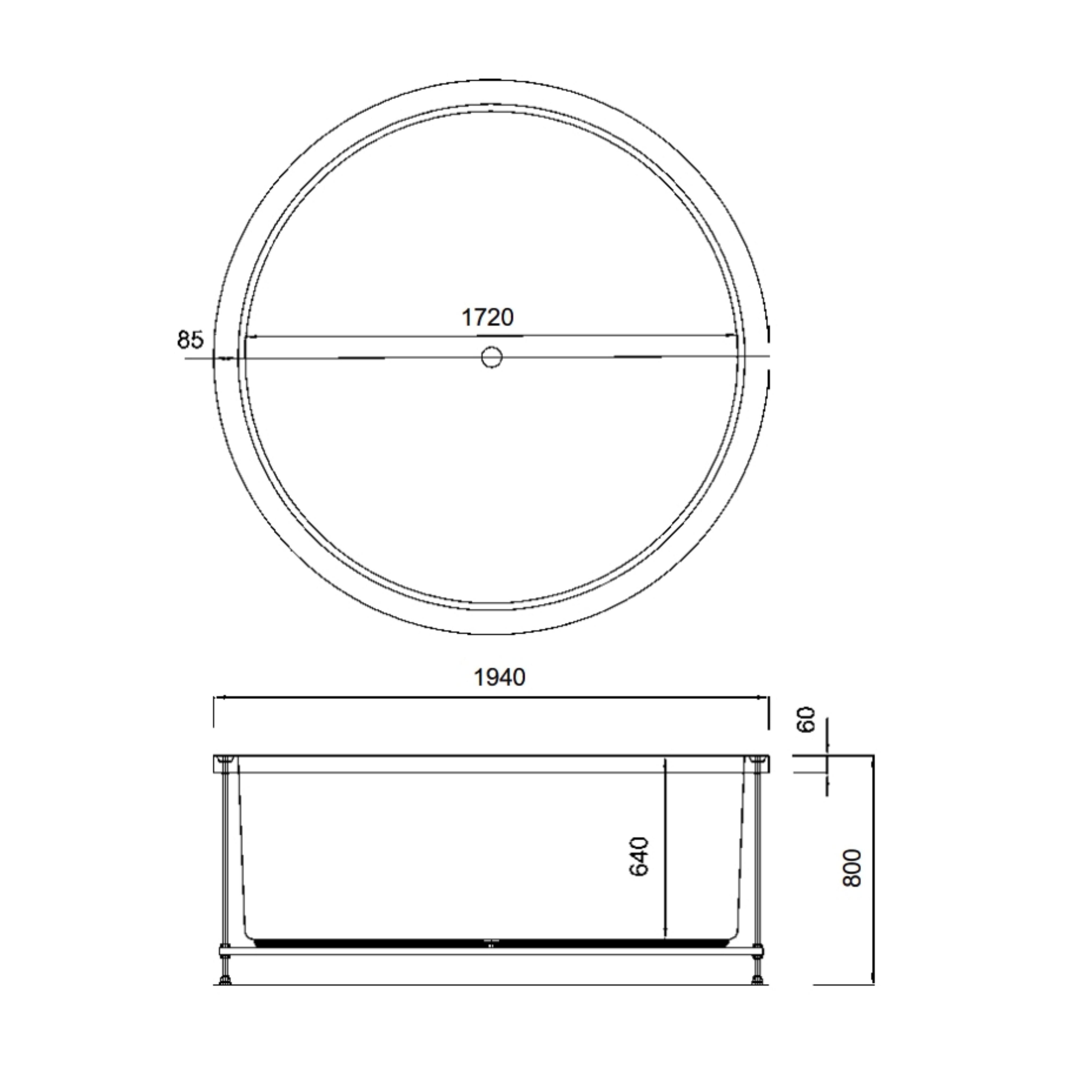 194 CM YUVARLAK JAKUZİ KÜVET
