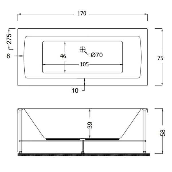 170 X 75 JAKUZİ DİKDÖRTGEN ZEUGMA
