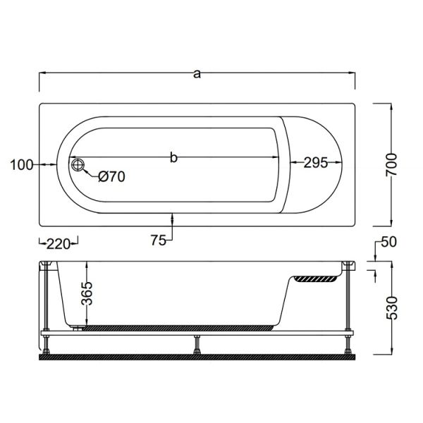 170x70 Jakuzi Dikdörtgen Tek Kişilik Heraklia