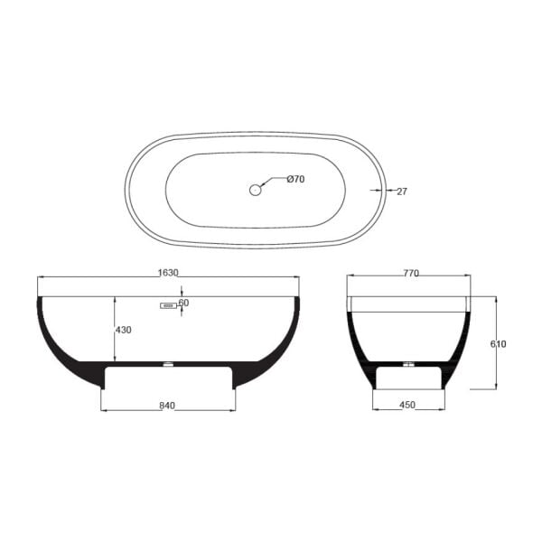 164 x 77 BAĞIMSIZ KÜVET KIRMIZI
