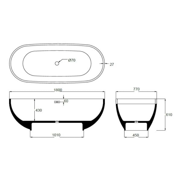 180 x 77 BAĞIMSIZ KÜVET KIRMIZI