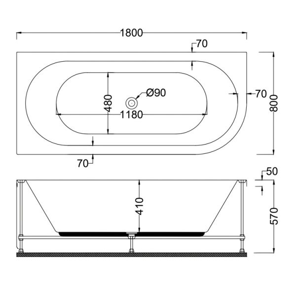 180 x 80 JAKUZİ OVAL - DÜZ SAĞ MAJESTİC