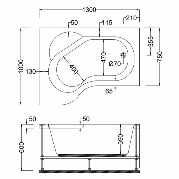 130x100 Jakuzi Asimetrik Oval Köşe Tek Kişilik Sağ Nippur