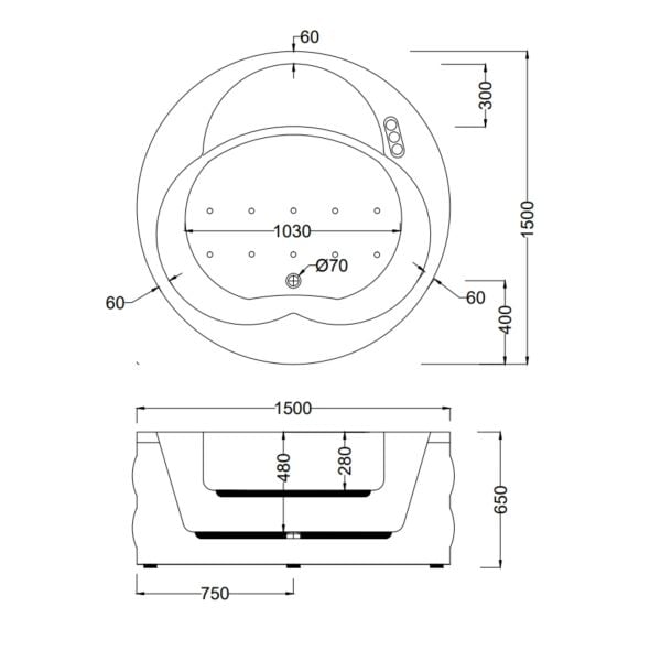 150 CM YUVARLAK JAKUZİ