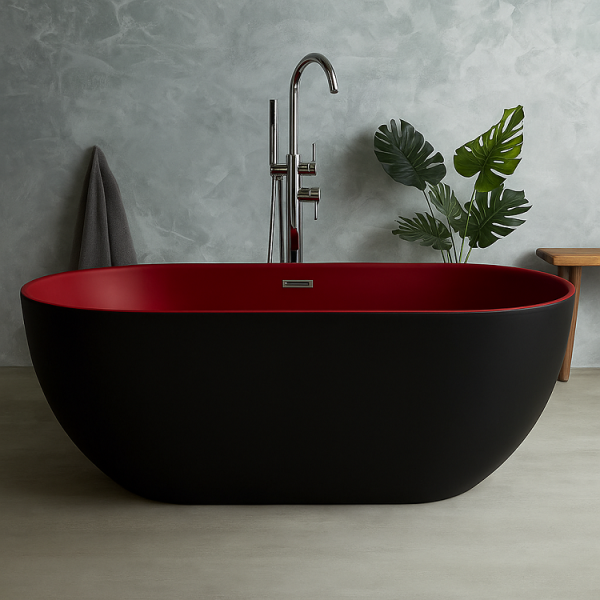 164 x 77 BAĞIMSIZ KÜVET SİYAH KIRMIZI