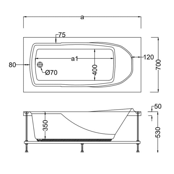 160x70 Jakuzi Dikdörtgen Tek Kişilik Patara