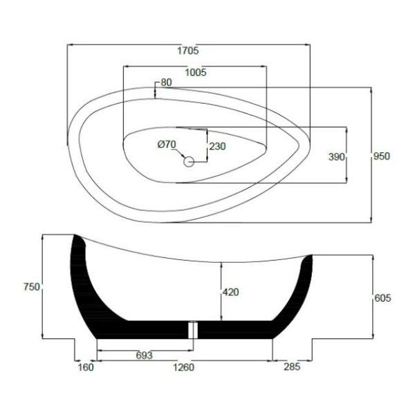 172 x 96 BAĞIMSIZ KÜVET SİYAH KIRMIZI