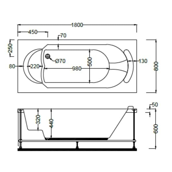 180 X 80 X 60H. JAKUZİ DİKDÖRTGEN THEBES