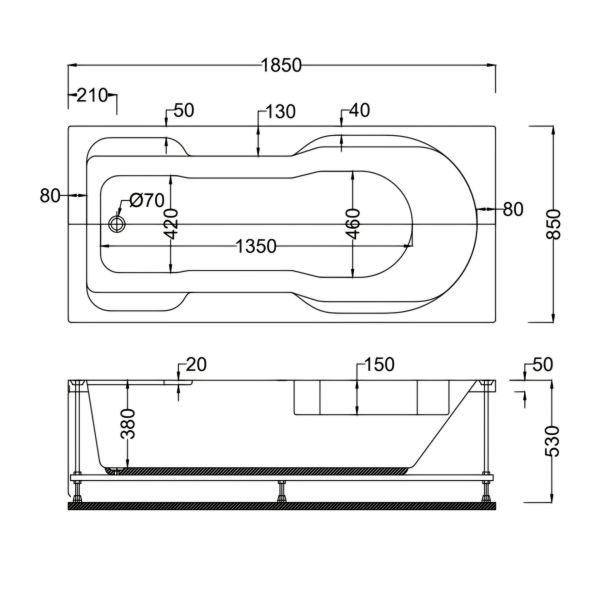 185x85 Jakuzi Dikdörtgen Tek Kişilik Assos