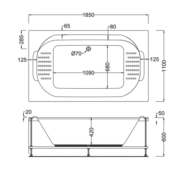 185 X 110 ÇİFT KİŞİLİK JAKUZİ