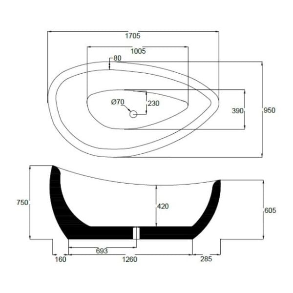 172 x 96 BAĞIMSIZ KÜVET BEJ