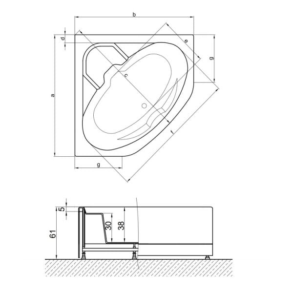 140x140 Jakuzi Oval Köşe Tek Kişilik Lidya