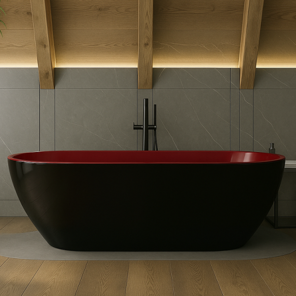 180 x 77 BAĞIMSIZ KÜVET SİYAH KIRMIZI