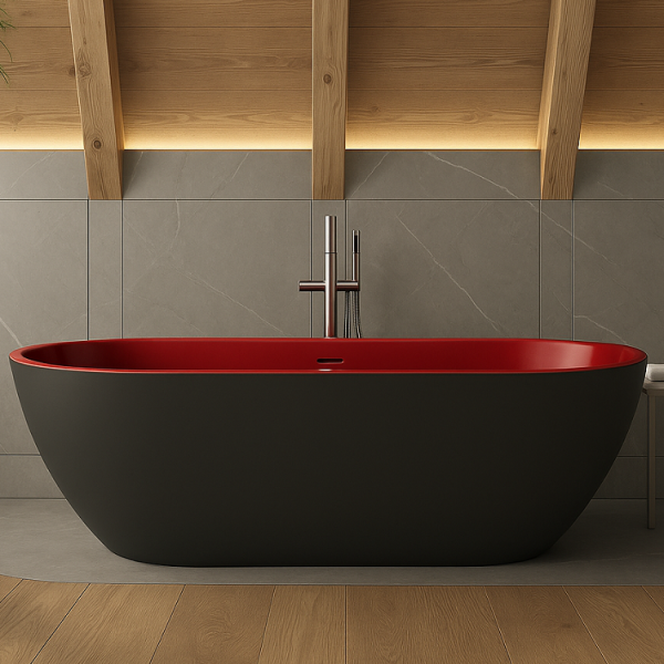 180 x 77 BAĞIMSIZ KÜVET ANTRASİT KIRMIZI