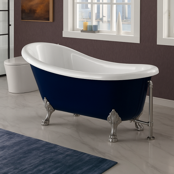 172 x 80 AYAKLI KÜVET SAFİR MAVİ BEYAZ