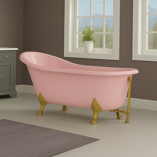 172 x 80 AYAKLI KÜVET PEMBE ALTIN