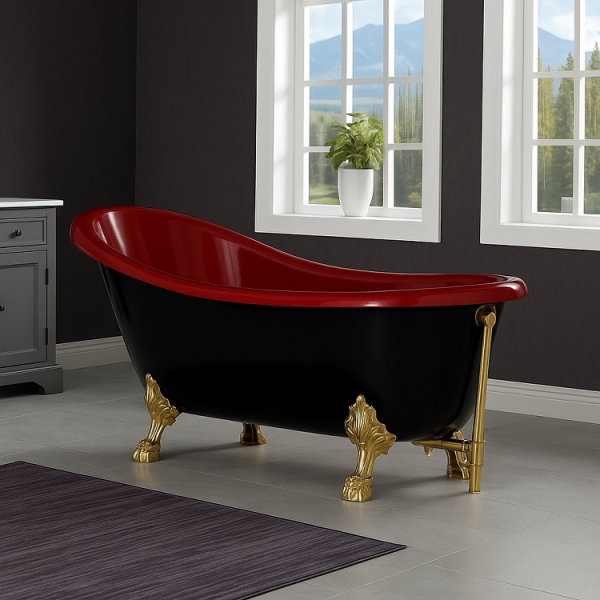 172 x 80 AYAKLI KÜVET SİYAH KIRMIZI ALTIN