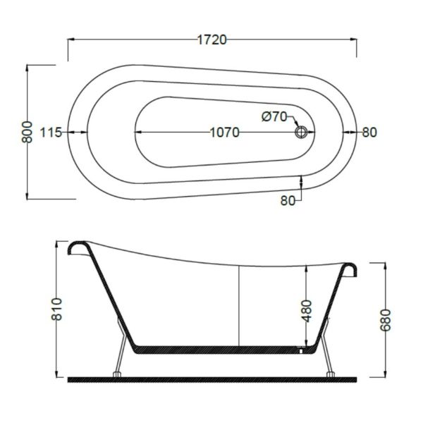 172 x 80 AYAKLI KÜVET SİYAH KIRMIZI ALTIN