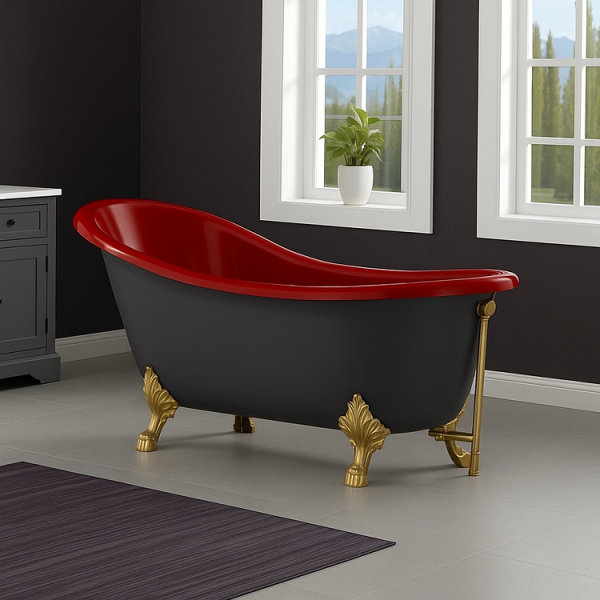 172 x 80 AYAKLI KÜVET ANTRASİT KIRMIZI ALTIN