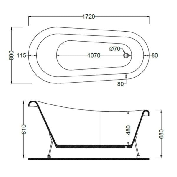 172 x 80 AYAKLI KÜVET ANTRASİT KIRMIZI ALTIN
