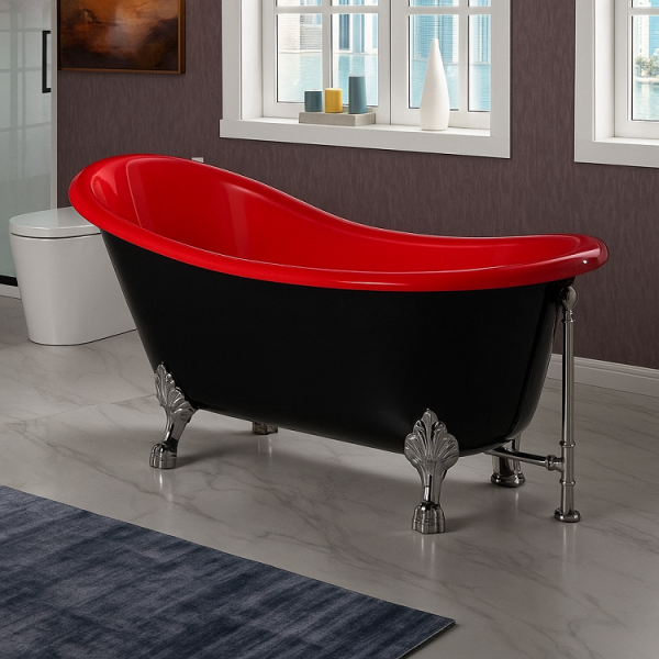 172 x 80 AYAKLI KÜVET SİYAH KIRMIZI