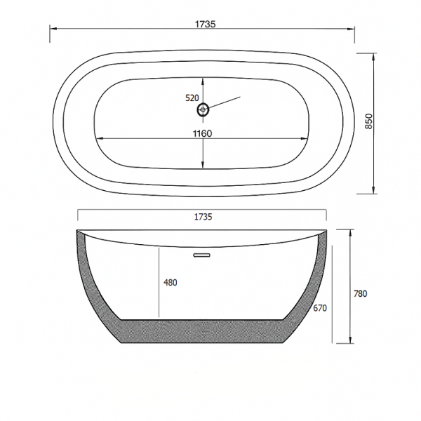 174 x 86 BAĞIMSIZ KÜVET SİYAH KIRMIZI