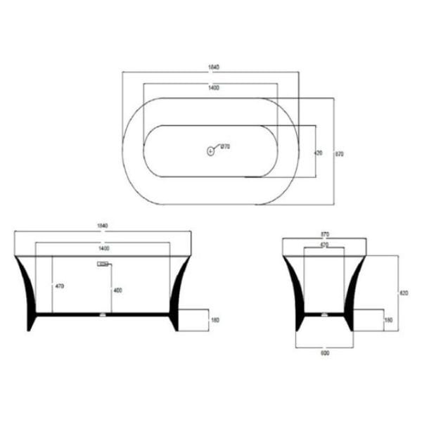185 x 88 BAĞIMSIZ KÜVET SİYAH