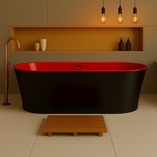 185 x 88 BAĞIMSIZ KÜVET SİYAH KIRMIZI