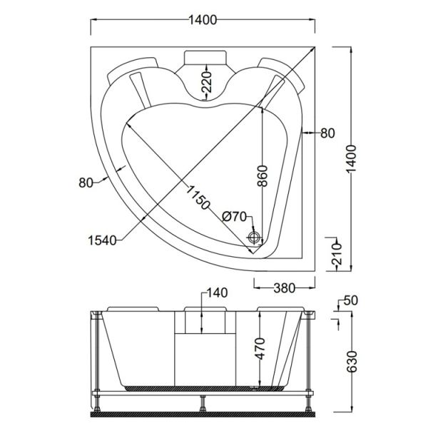 140 X 140 ÇİFT KİŞİLİK KÜVET LÜX ASPENDOS