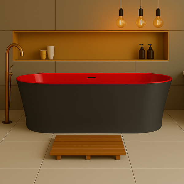 185 x 88 BAĞIMSIZ KÜVET ANTRASİT KIRMIZI