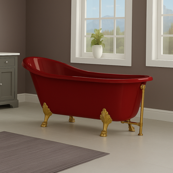 172 x 80 AYAKLI KÜVET KIRMIZI ALTIN