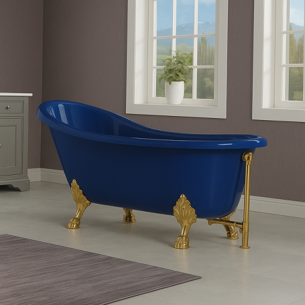 172 x 80 AYAKLI KÜVET SAFİR MAVİ ALTIN