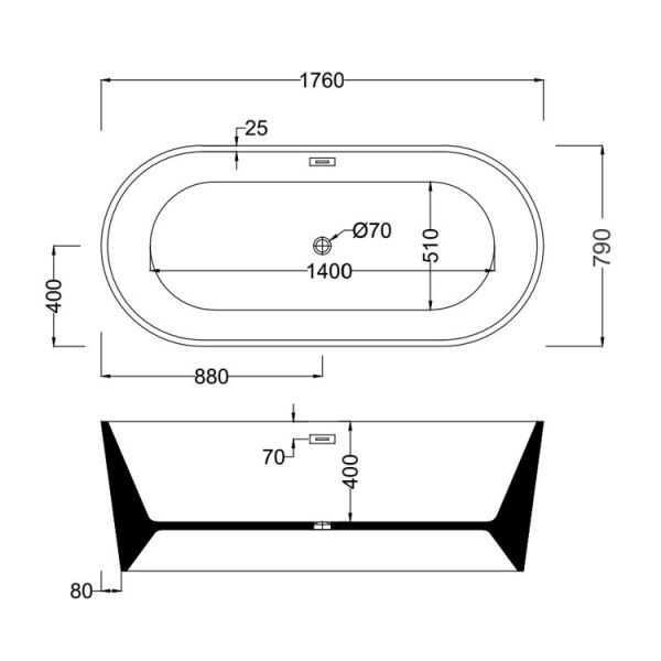 176 x 80 BAĞIMSIZ KÜVET SAFİR MAVİ