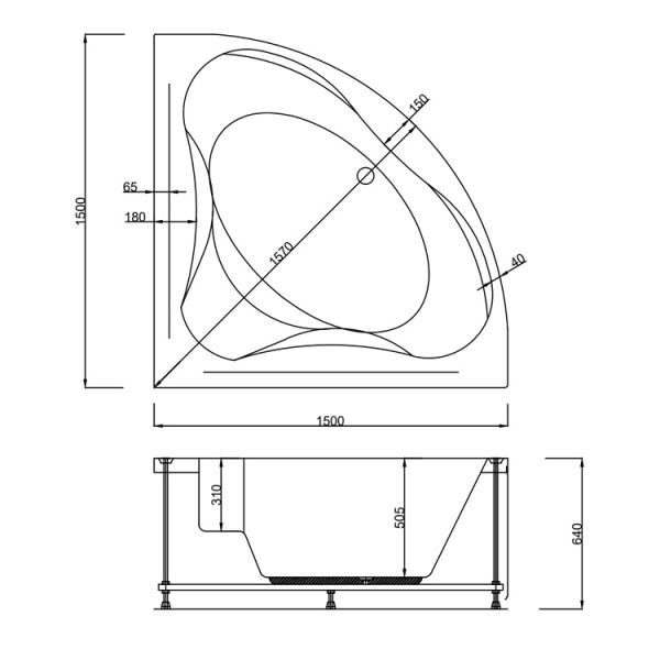 150 x 150 Jakuzi Oval Köşe Tek Kişilik Mystic