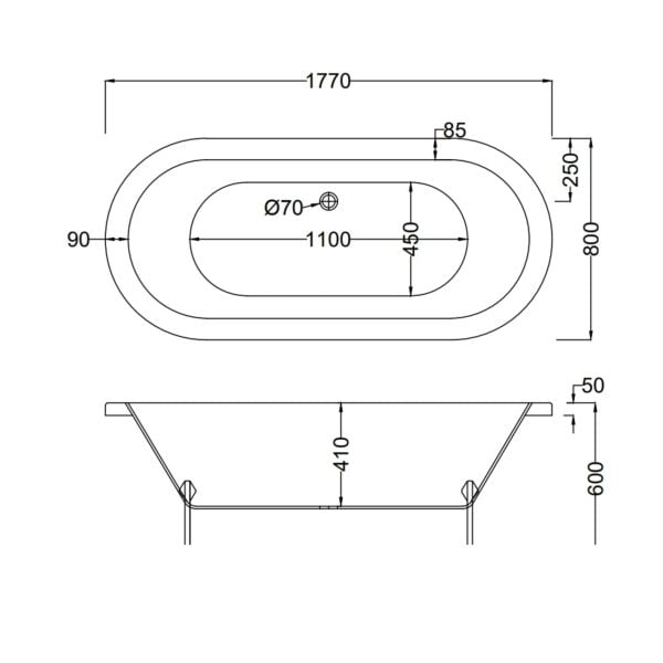 177 x 80 AYAKLI KÜVET PEMBE BEYAZ