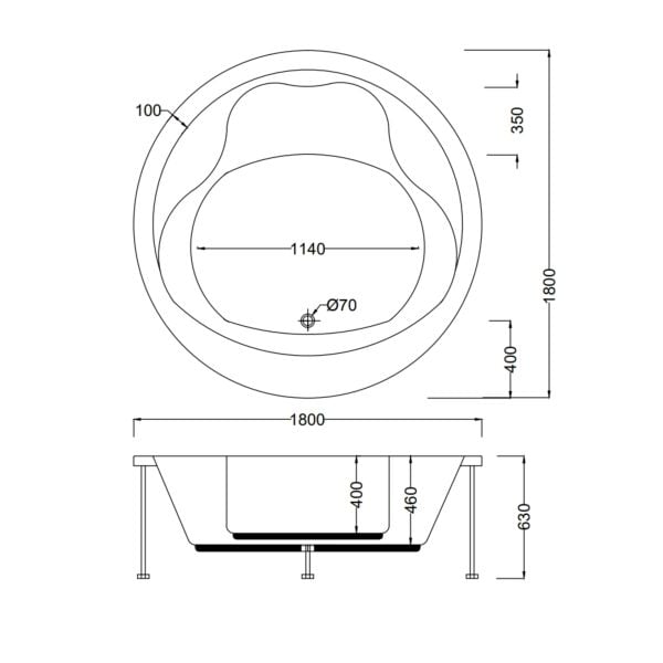 180 CM YUVARLAK JAKUZİ SİYAH