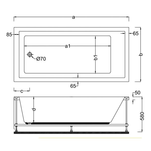 180x80 Jakuzi Dikdörtgen Tek Kişilik Akeva