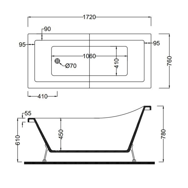 172 x 76 AYAKLI KÜVET SARI BEYAZ