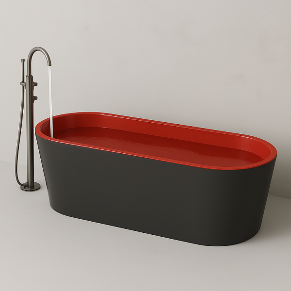 176 x 80 BAĞIMSIZ KÜVET ANTRASİT KIRMIZI