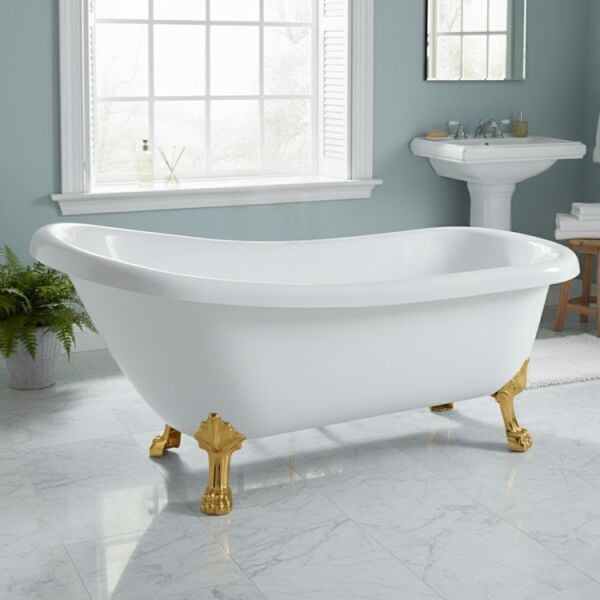 170 x 70 AYAKLI KÜVET BEYAZ - ALTIN