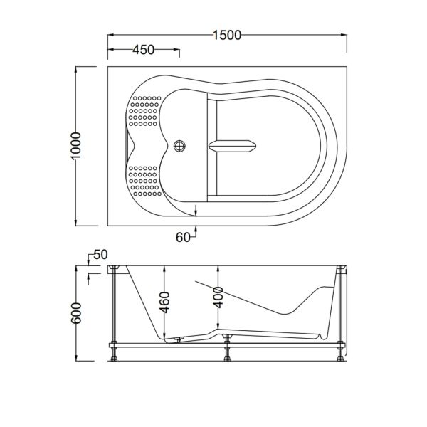 150 X 100 ÇİFT KİŞİLİK JAKUZİ SOL