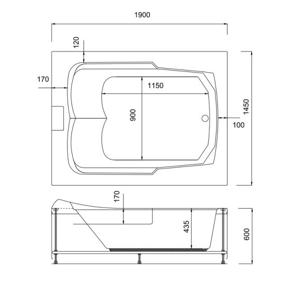 190 x 145 ÇİFT KİŞİLİK JAKUZİ