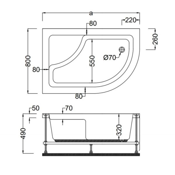 100 X 80 MİNİ KÜVET LÜX SOL